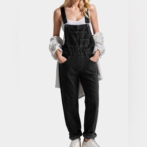 Women's Black Denim Overalls